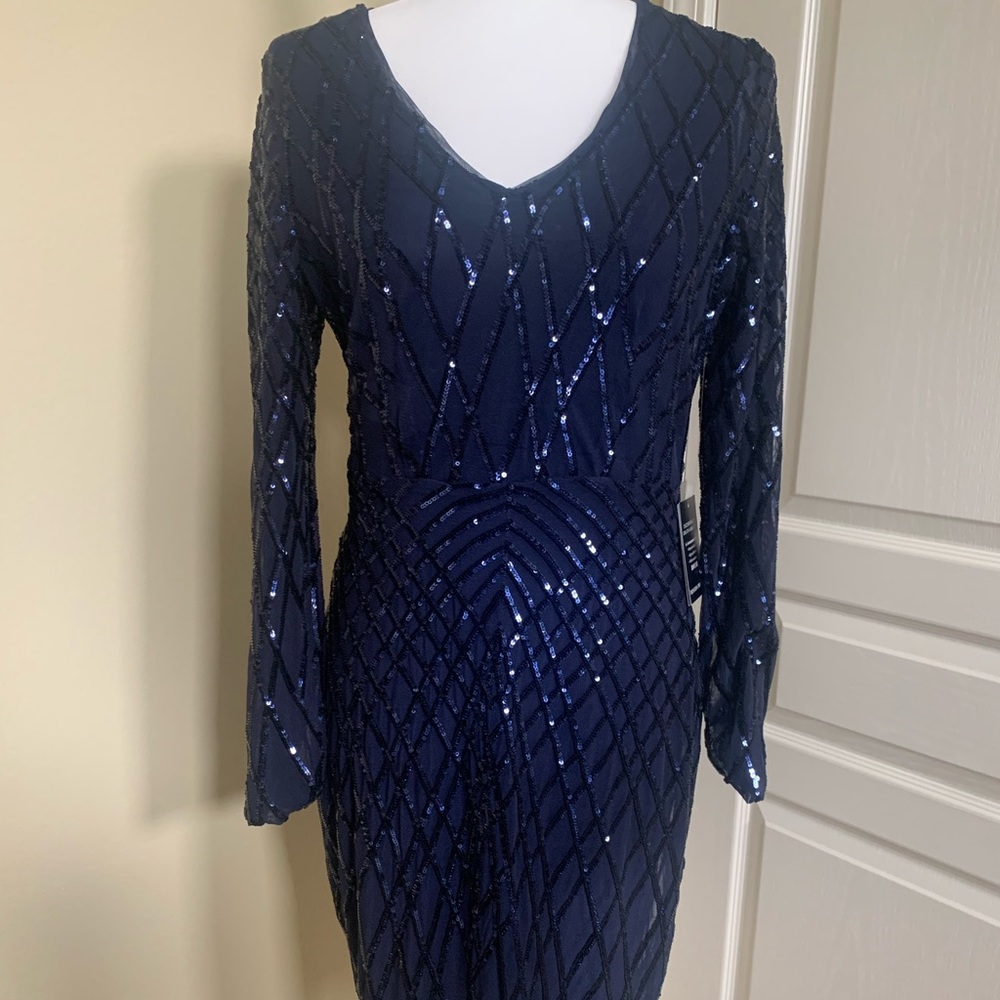 NWT-Navy beaded cocktail dress - small